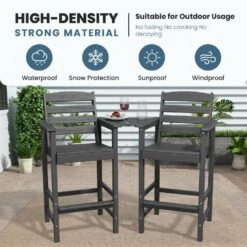 Gray Modern HDPE Plastic Adirondack Chairs, Outdoor Bar Stools With Connecting Tray (Set Of 2) -More Furniture Store jearey plastic adirondack chairs jysrgby gray 1f 1000