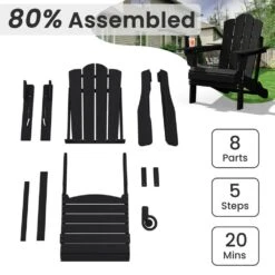 1-Piece HDPE Folding Adjustable Adirondack Chair In Black -More Furniture Store jearey plastic adirondack chairs peydtjy black 1f 1000