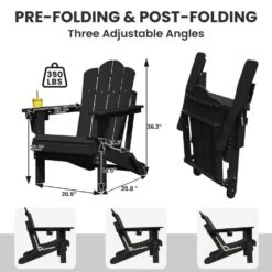 1-Piece HDPE Folding Adjustable Adirondack Chair In Black -More Furniture Store jearey plastic adirondack chairs peydtjy black 4f 1000