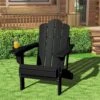 1-Piece HDPE Folding Adjustable Adirondack Chair In Black