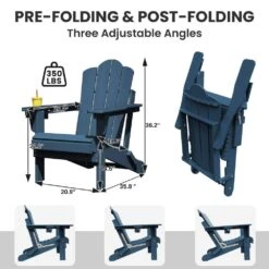 1-Piece HDPE Folding Adjustable Adirondack Chair In Blue -More Furniture Store jearey plastic adirondack chairs peydtjy blue 4f 1000