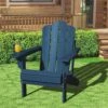 1-Piece HDPE Folding Adjustable Adirondack Chair In Blue