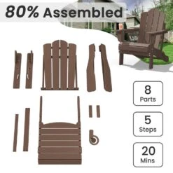 1-Piece HDPE Folding Adjustable Adirondack Chair In Brown -More Furniture Store jearey plastic adirondack chairs peydtjy brown 1f 1000