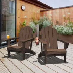 1-Piece HDPE Folding Adjustable Adirondack Chair In Brown -More Furniture Store jearey plastic adirondack chairs peydtjy brown 31 1000