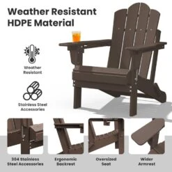 1-Piece HDPE Folding Adjustable Adirondack Chair In Brown -More Furniture Store jearey plastic adirondack chairs peydtjy brown 44 1000