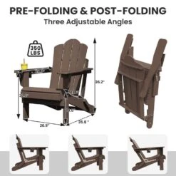 1-Piece HDPE Folding Adjustable Adirondack Chair In Brown -More Furniture Store jearey plastic adirondack chairs peydtjy brown 4f 1000