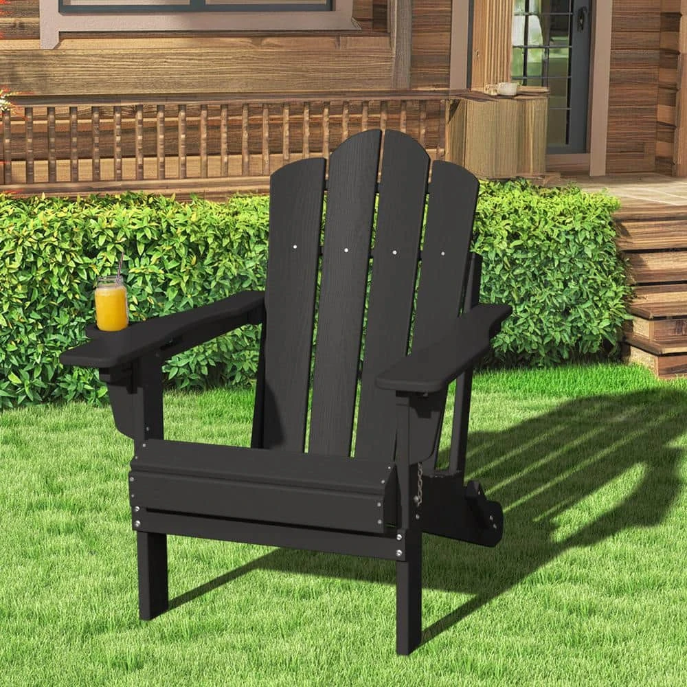 1-Piece HDPE Folding Adjustable Adirondack Chair In Gary 1 1-Piece HDPE Folding Adjustable Adirondack Chair In Gary