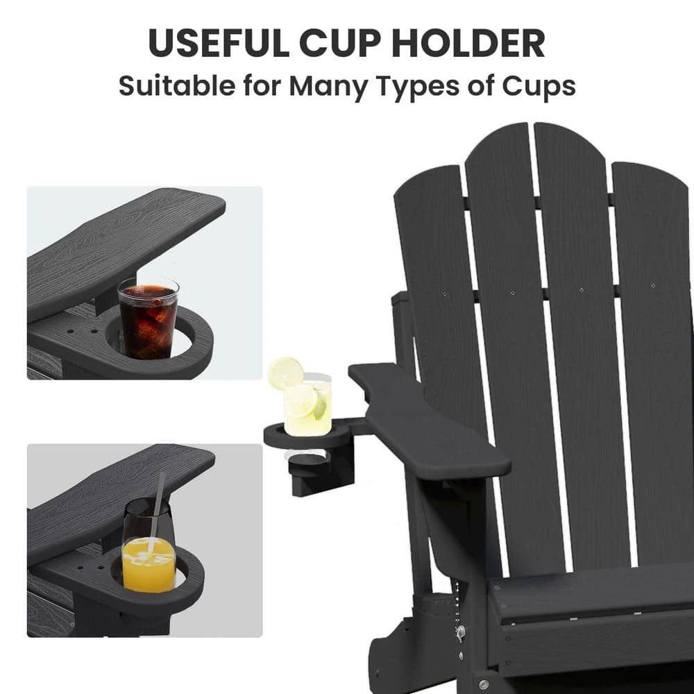1-Piece HDPE Folding Adjustable Adirondack Chair In Gary 2 1-Piece HDPE Folding Adjustable Adirondack Chair In Gary - Image 2