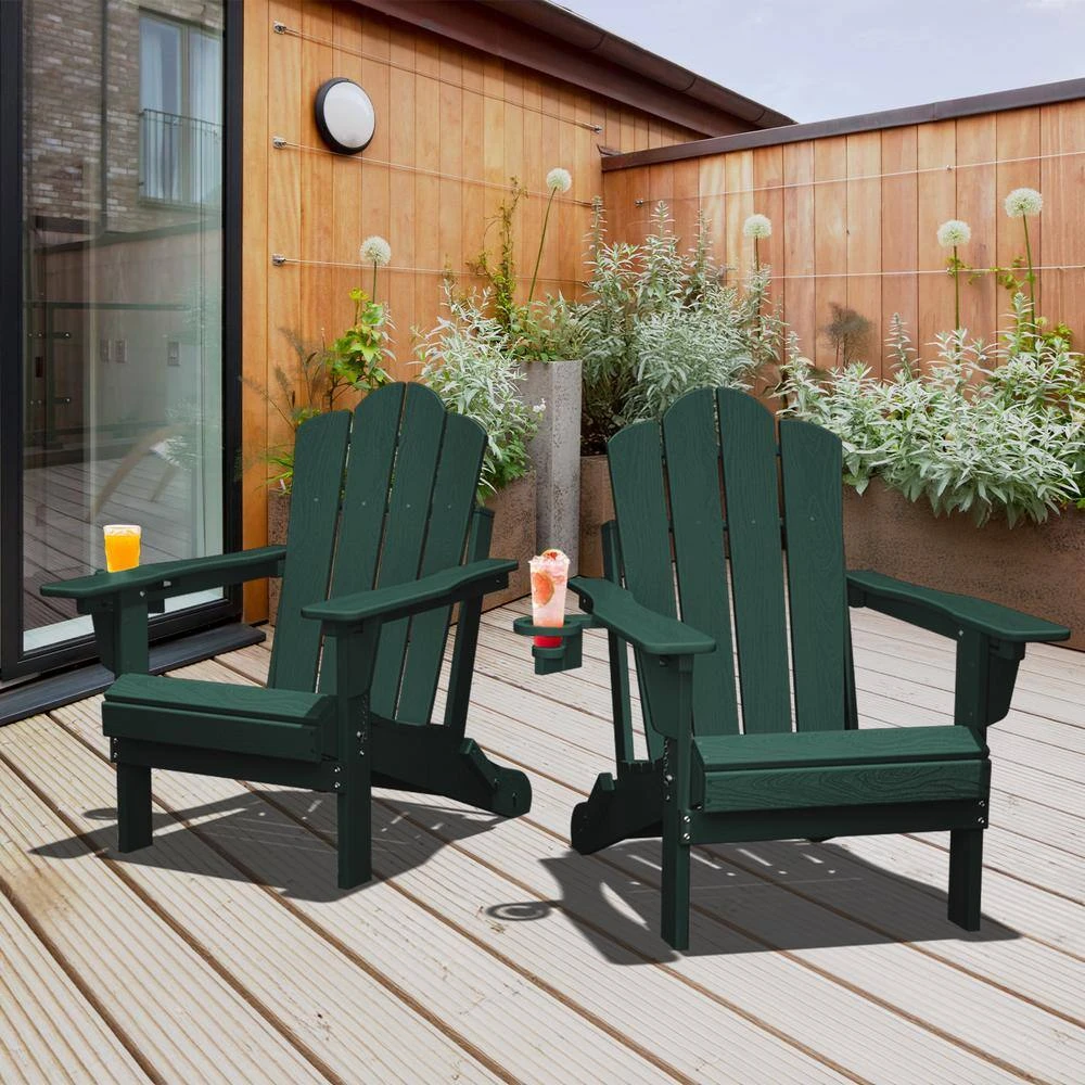 1-Piece HDPE Folding Adjustable Adirondack Chair In Green 7 1-Piece HDPE Folding Adjustable Adirondack Chair In Green - Image 7