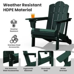 1-Piece HDPE Folding Adjustable Adirondack Chair In Green 11 1-Piece HDPE Folding Adjustable Adirondack Chair In Green -More Furniture Store jearey plastic adirondack chairs peydtjy green 44 1000