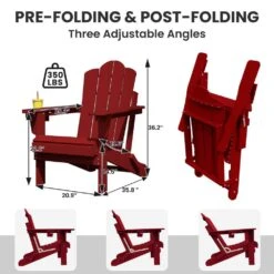 1-Piece HDPE Folding Adjustable Adirondack Chair In Red -More Furniture Store jearey plastic adirondack chairs peydtjy red 4f 1000