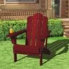 1-Piece HDPE Folding Adjustable Adirondack Chair In Red