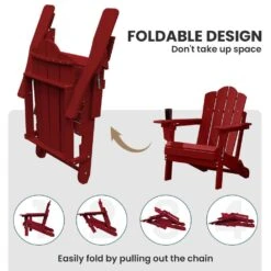 1-Piece HDPE Folding Adjustable Adirondack Chair In Red -More Furniture Store jearey plastic adirondack chairs peydtjy red fa 1000