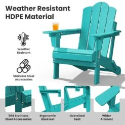 1-Piece HDPE Folding Adjustable Adirondack Chair In Tiffany Blue -More Furniture Store jearey plastic adirondack chairs peydtjy tfn 44 1000