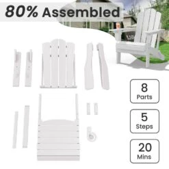 1-Piece HDPE Folding Adjustable Adirondack Chair In White -More Furniture Store jearey plastic adirondack chairs peydtjy white 1f 1000