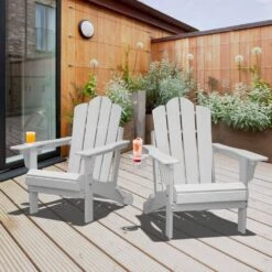1-Piece HDPE Folding Adjustable Adirondack Chair In White -More Furniture Store jearey plastic adirondack chairs peydtjy white 31 1000