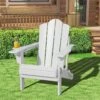 1-Piece HDPE Folding Adjustable Adirondack Chair In White