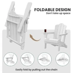 1-Piece HDPE Folding Adjustable Adirondack Chair In White -More Furniture Store jearey plastic adirondack chairs peydtjy white fa 1000