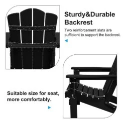 HDPE Classic Black Folding Plastic Adirondack Chair (1-Pack) -More Furniture Store jearey plastic adirondack chairs psqwy black 1f 1000