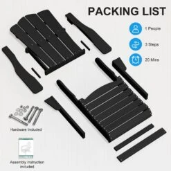 HDPE Classic Black Folding Plastic Adirondack Chair (1-Pack) -More Furniture Store jearey plastic adirondack chairs psqwy black fa 1000