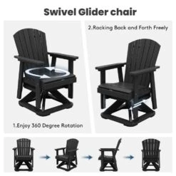 Plastic HDPE Resin Rocking Glider Chair Adirondack Swivel Outdoor Rocking Chair In Black 16 Plastic HDPE Resin Rocking Glider Chair Adirondack Swivel Outdoor Rocking Chair In Black -More Furniture Store jearey plastic adirondack chairs qwyzy1 bk 44 1000