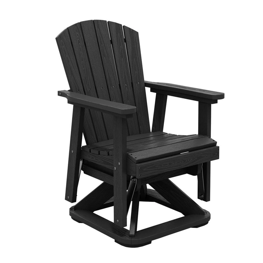 Plastic HDPE Resin Rocking Glider Chair Adirondack Swivel Outdoor Rocking Chair In Black 1 Plastic HDPE Resin Rocking Glider Chair Adirondack Swivel Outdoor Rocking Chair In Black