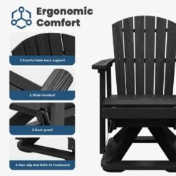 Plastic HDPE Resin Rocking Glider Chair Adirondack Swivel Outdoor Rocking Chair In Black 18 Plastic HDPE Resin Rocking Glider Chair Adirondack Swivel Outdoor Rocking Chair In Black -More Furniture Store jearey plastic adirondack chairs qwyzy1 bk 76 1000