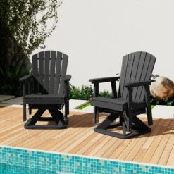 Plastic HDPE Resin Rocking Glider Chair Adirondack Swivel Outdoor Rocking Chair In Black 13 Plastic HDPE Resin Rocking Glider Chair Adirondack Swivel Outdoor Rocking Chair In Black -More Furniture Store jearey plastic adirondack chairs qwyzy1 bk c3 1000