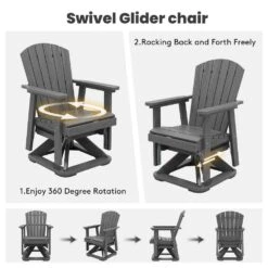 Plastic HDPE Resin Rocking Glider Chair Adirondack Swivel Outdoor Rocking Chair In Gray 16 Plastic HDPE Resin Rocking Glider Chair Adirondack Swivel Outdoor Rocking Chair In Gray -More Furniture Store jearey plastic adirondack chairs qwyzy1 gy 44 1000
