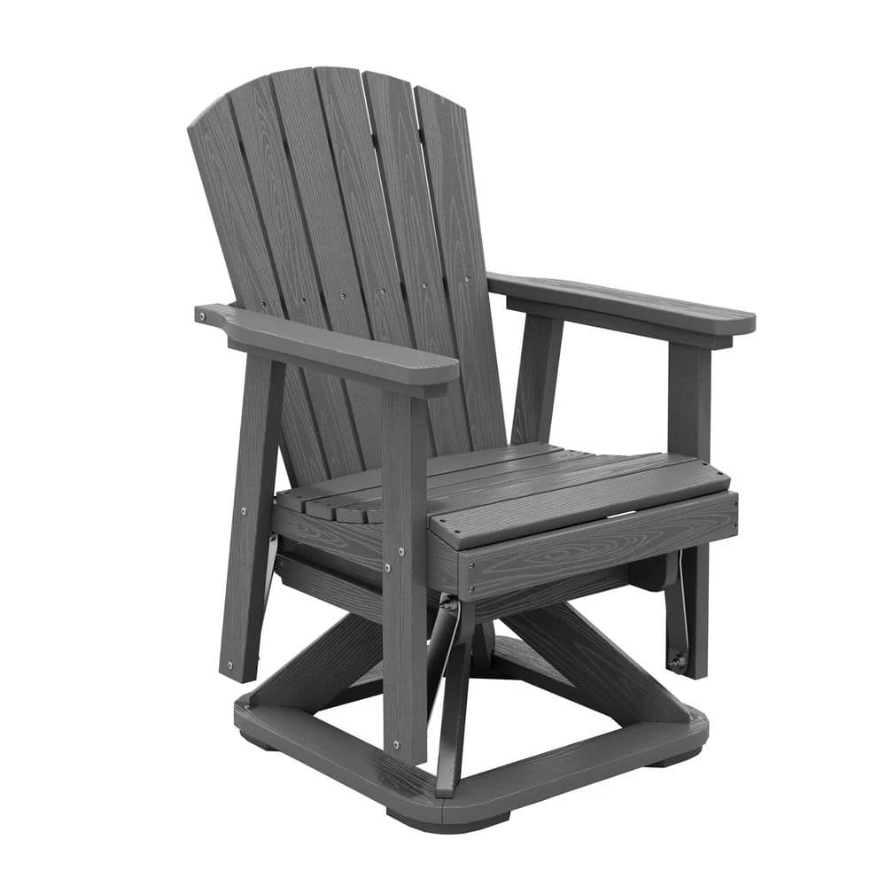Plastic HDPE Resin Rocking Glider Chair Adirondack Swivel Outdoor Rocking Chair In Gray 1 Plastic HDPE Resin Rocking Glider Chair Adirondack Swivel Outdoor Rocking Chair In Gray