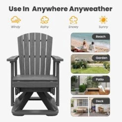 Plastic HDPE Resin Rocking Glider Chair Adirondack Swivel Outdoor Rocking Chair In Gray 18 Plastic HDPE Resin Rocking Glider Chair Adirondack Swivel Outdoor Rocking Chair In Gray -More Furniture Store jearey plastic adirondack chairs qwyzy1 gy 76 1000