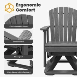 Plastic HDPE Resin Rocking Glider Chair Adirondack Swivel Outdoor Rocking Chair In Gray 17 Plastic HDPE Resin Rocking Glider Chair Adirondack Swivel Outdoor Rocking Chair In Gray -More Furniture Store jearey plastic adirondack chairs qwyzy1 gy fa 1000