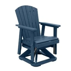 Plastic HDPE Resin Rocking Glider Chair Adirondack Swivel Outdoor Rocking Chair In Navy