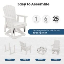 Plastic HDPE Resin Rocking Glider Chair Adirondack Swivel Outdoor Rocking Chair In White 13 Plastic HDPE Resin Rocking Glider Chair Adirondack Swivel Outdoor Rocking Chair In White -More Furniture Store jearey plastic adirondack chairs qwyzy1 white 44 1000