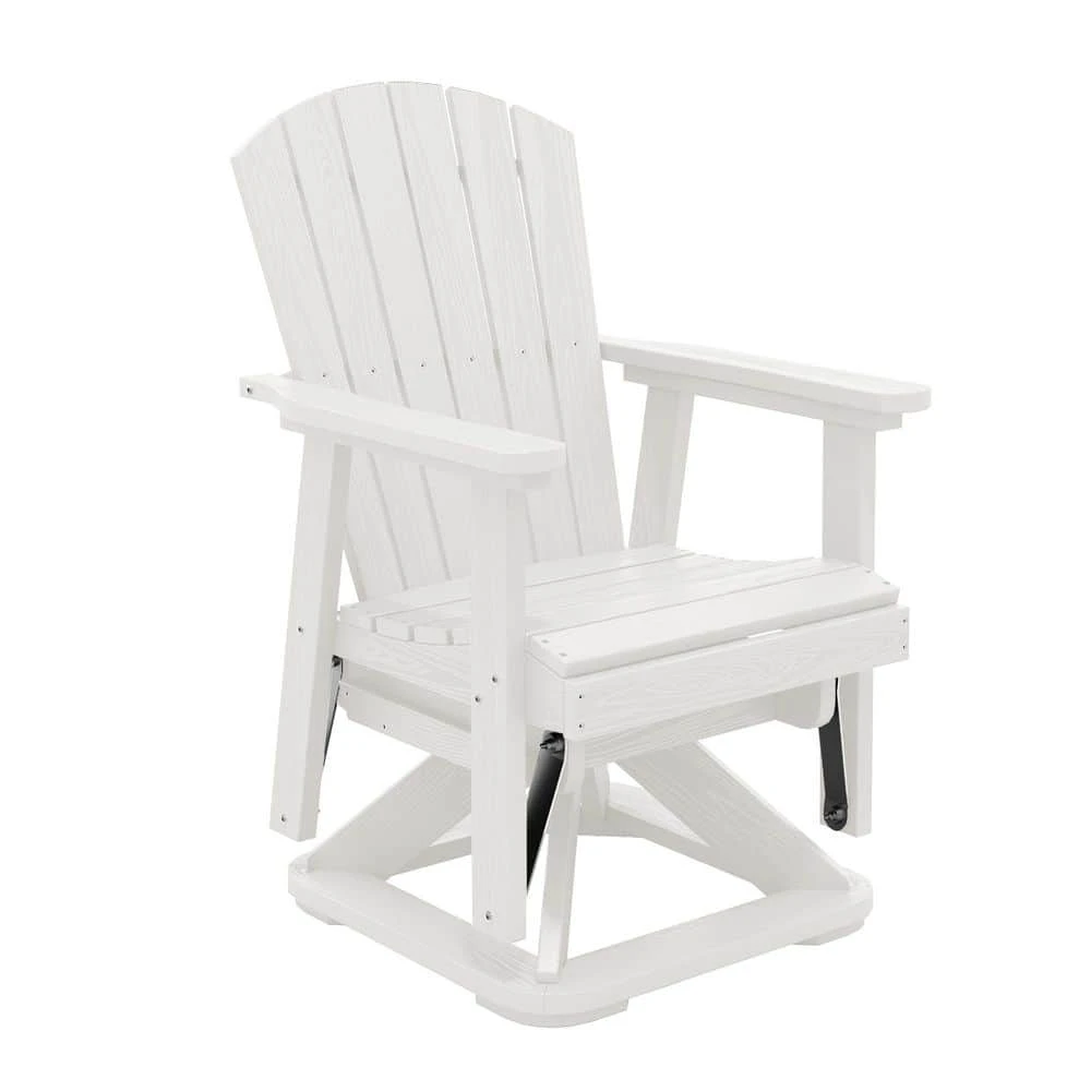 Plastic HDPE Resin Rocking Glider Chair Adirondack Swivel Outdoor Rocking Chair In White 1 Plastic HDPE Resin Rocking Glider Chair Adirondack Swivel Outdoor Rocking Chair In White