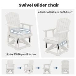 Plastic HDPE Resin Rocking Glider Chair Adirondack Swivel Outdoor Rocking Chair In White 14 Plastic HDPE Resin Rocking Glider Chair Adirondack Swivel Outdoor Rocking Chair In White -More Furniture Store jearey plastic adirondack chairs qwyzy1 white fa 1000