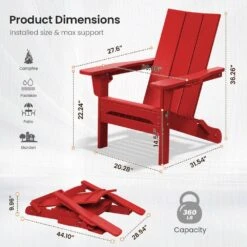 Classic Dark Red Folding Plastic Adirondack Chair With Double Cup Holder -More Furniture Store jearey plastic adirondack chairs sbthqy ah 44 1000