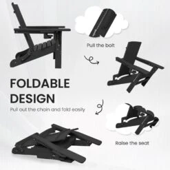 Classic Black Folding Plastic Adirondack Chair With Double Cup Holder -More Furniture Store jearey plastic adirondack chairs sbthqy black 1f 1000