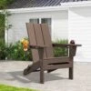 Classic Brown Folding Plastic Adirondack Chair With Double Cup Holder