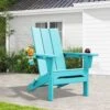 Classic Peacock Blue Folding Plastic Adirondack Chair With Double Cup Holder