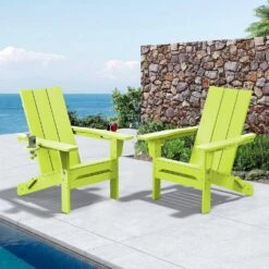 Classic Apple Green Folding Plastic Adirondack Chair With Double Cup Holder -More Furniture Store jearey plastic adirondack chairs sbthqy pgl 31 1000