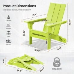 Classic Apple Green Folding Plastic Adirondack Chair With Double Cup Holder -More Furniture Store jearey plastic adirondack chairs sbthqy pgl 44 1000