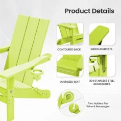 Classic Apple Green Folding Plastic Adirondack Chair With Double Cup Holder -More Furniture Store jearey plastic adirondack chairs sbthqy pgl 4f 1000