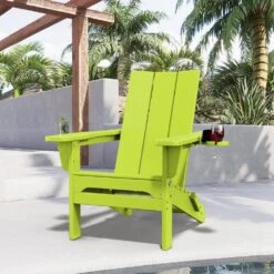 Classic Apple Green Folding Plastic Adirondack Chair With Double Cup Holder -More Furniture Store jearey plastic adirondack chairs sbthqy pgl c3 1000