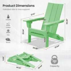 Classic Light Green Folding Plastic Adirondack Chair With Double Cup Holder -More Furniture Store jearey plastic adirondack chairs sbthqy qgreen 44 1000