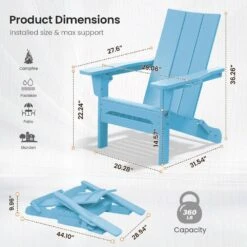 Classic Light Blue Folding Plastic Adirondack Chair With Double Cup Holder -More Furniture Store jearey plastic adirondack chairs sbthqy ql 44 1000