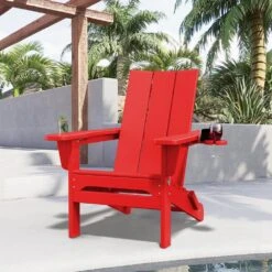 Classic Red Folding Plastic Adirondack Chair With Double Cup Holder 9 Classic Red Folding Plastic Adirondack Chair With Double Cup Holder -More Furniture Store jearey plastic adirondack chairs sbthqy red c3 1000