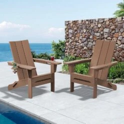 Classic Brownwood Folding Plastic Adirondack Chair With Double Cup Holder -More Furniture Store jearey plastic adirondack chairs sbthqy zm 31 1000