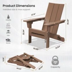 Classic Brownwood Folding Plastic Adirondack Chair With Double Cup Holder -More Furniture Store jearey plastic adirondack chairs sbthqy zm 44 1000
