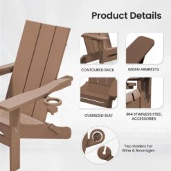 Classic Brownwood Folding Plastic Adirondack Chair With Double Cup Holder -More Furniture Store jearey plastic adirondack chairs sbthqy zm 4f 1000